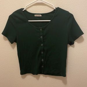 Dark green button down top